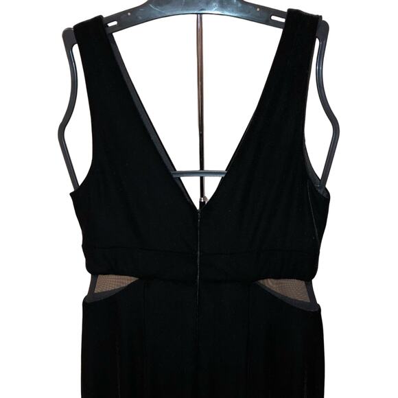 Aqua Women's Black Velvet Full-Length Mesh Inset Evening Dress Size 4 - Picture 14 of 15